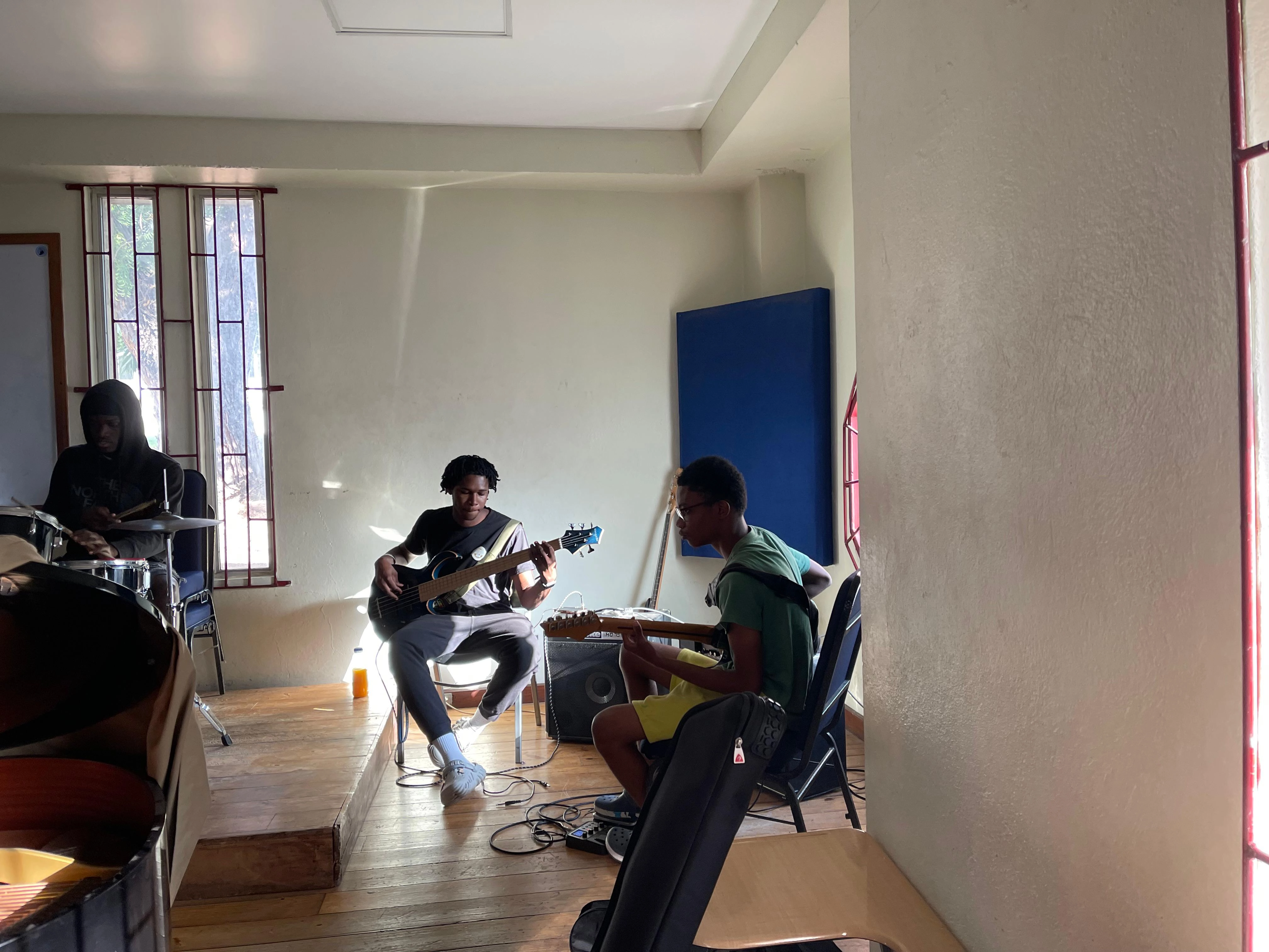 Behind-the-scenes photo of Mesh Marina preparing equipment